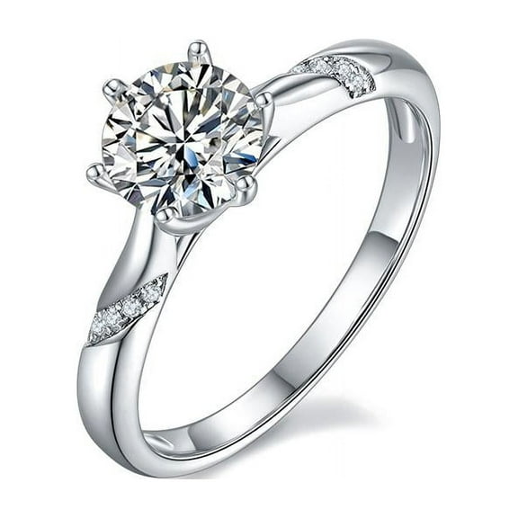 1 Carat Diamond Infinity Round Cut Moissanite Engagement Ring In 18K White Gold Plating Over Silver(D Color, VVS1 Clarity)
