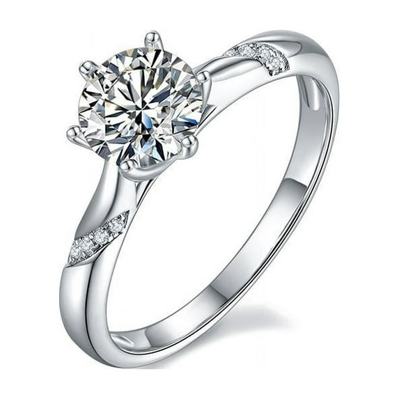 1 Carat Diamond Infinity Round Cut Moissanite Engagement Ring In 18K White Gold Plating Over Silver(D Color, VVS1 Clarity)