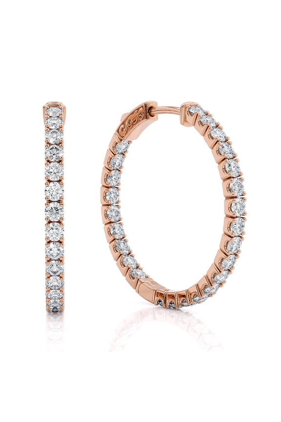 1 Carat Diamond Inside-Out Hoop Earrings for Women in 14k Rose Gold Elegantly Crafted with Secure Lock G-H by Beverly Hills Jewelers