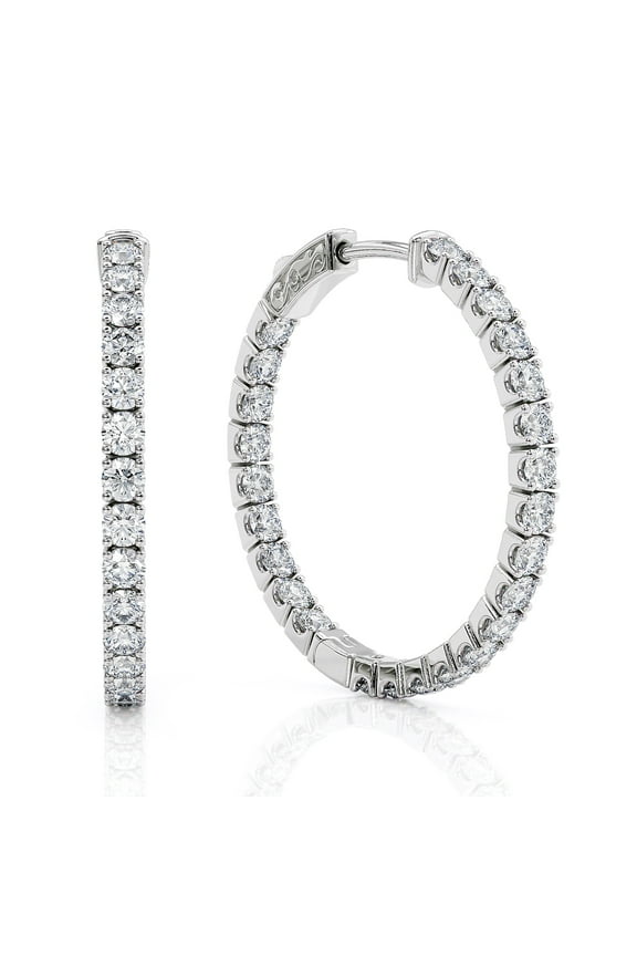 1 Carat Diamond Inside-Out Hoop Earrings for Women in 14k Yellow Gold Elegantly Crafted with Secure Lock G-H by Beverly Hills Jewelers