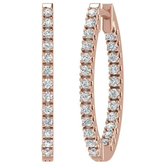 1 Carat Diamond Inside-out Hoop Earrings in 10K Rose Gold
