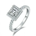thumbnail image 1 of 1 Carat Diamond Princess Cut Moissanite Engagement Ring In 18K White Gold Plating Over Silver(D Color, VVS1 Clarity), 1 of 5