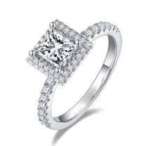 1 Carat Diamond Princess Cut Moissanite Engagement Ring In 18K White Gold Plating Over Silver(D Color, VVS1 Clarity)