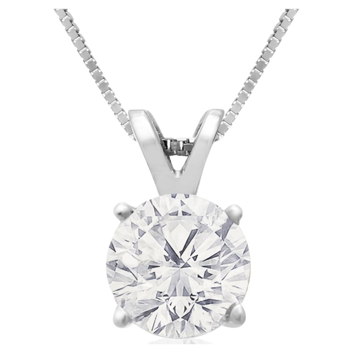 Amazon.com: Near 1 Carat 4 Prong Solitaire Basket Diamond Pendant Necklace  14K White Gold (J, I1, 0.85 ctw) : Houston Diamond District: Clothing,  Shoes & Jewelry