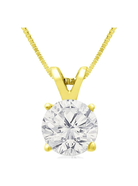 1 Carat Diamond Solitaire Necklace In 14 Karat Yellow Gold For Women