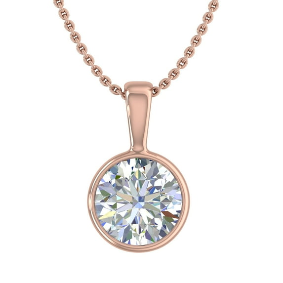 1 Carat Diamond Solitaire Pendant Necklace in 14K Rose Gold - IGI Certified (Included Silver Chain)