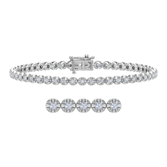 1 Carat Diamond Tennis Bracelet in 14K White Gold (7.5 Inch) (I1-I2 Clarity)
