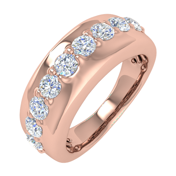 1 Carat Diamond Unisex Wedding Band Ring in 14K Rose Gold (Ring Size 5.5)