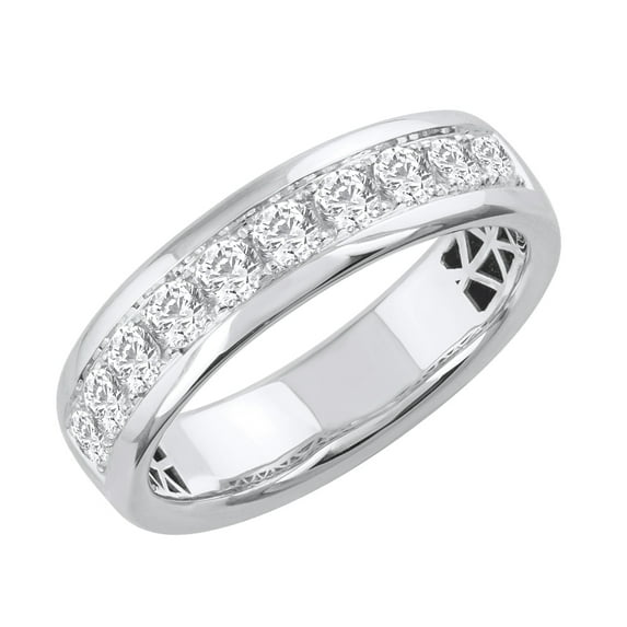 1 Carat Diamond Unisex Wedding Band Ring in 14K White Gold (Ring Size 13.25)