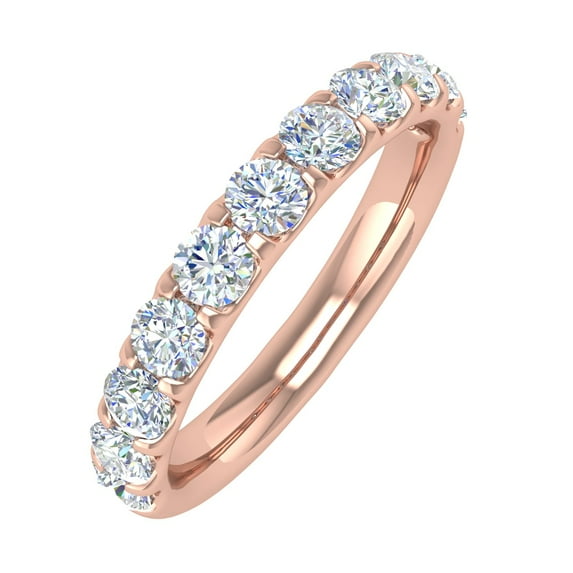 1 Carat Diamond Wedding Band Ring in 14K Rose Gold (Ring Size 10) - IGI Certified
