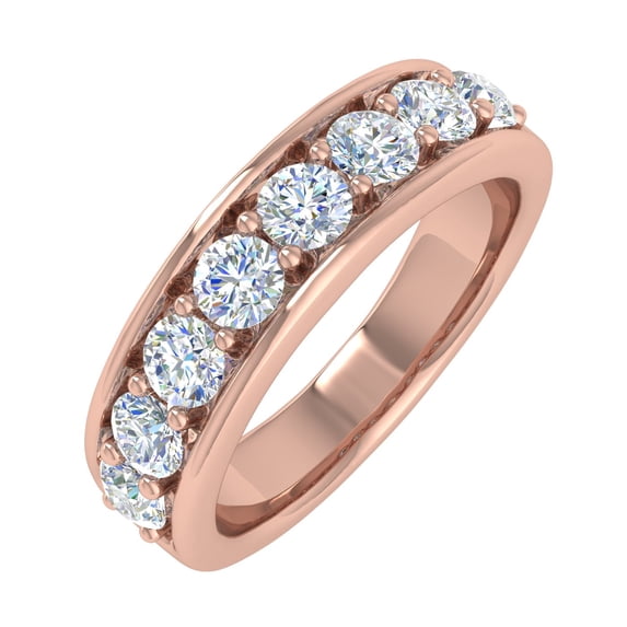 1 Carat Diamond Wedding Band Ring in 14K Rose Gold (Ring Size 11) - IGI Certified (SI1-SI2 Clarity)