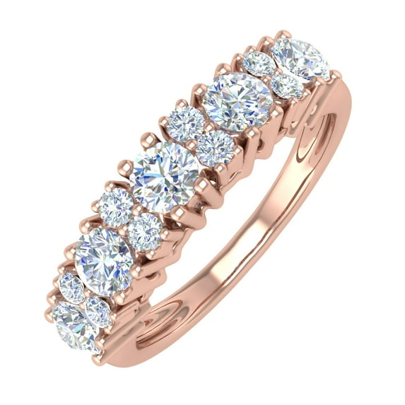 1 Carat Diamond Wedding Band Ring in 14K Rose Gold (Ring Size 4.25) - IGI Certified (SI1-SI2 Clarity)