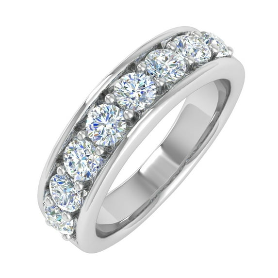 1 Carat Diamond Wedding Band Ring in 14K White Gold (Ring Size 10) - IGI Certified