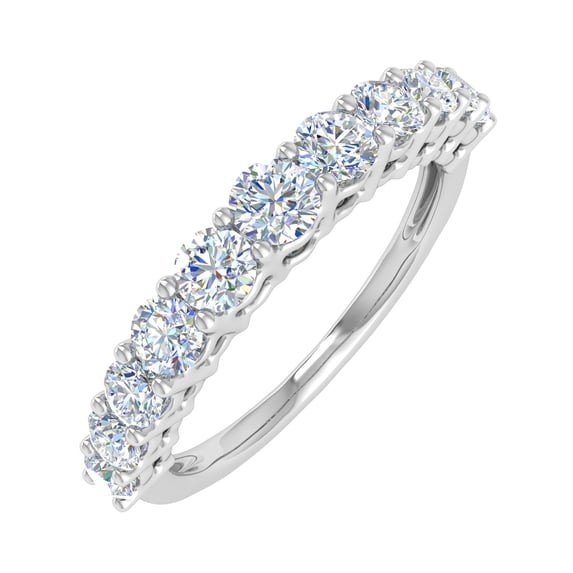1 Carat Diamond Wedding Band Ring in 14K White Gold (Ring Size 6) - IGI Certified