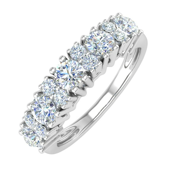 1 Carat Diamond Wedding Band Ring in 14K White Gold (Ring Size 9.25) - IGI Certified