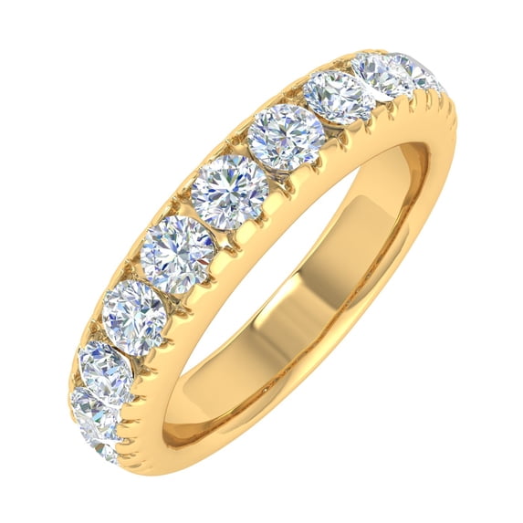 1 Carat Diamond Wedding Band Ring in 14K Yellow Gold (Ring Size 7.5) (SI1-SI2 Clarity)