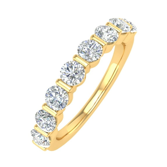 1 Carat Diamond Wedding Band Ring in 14K Yellow Gold (Ring Size 9.5) - IGI Certified