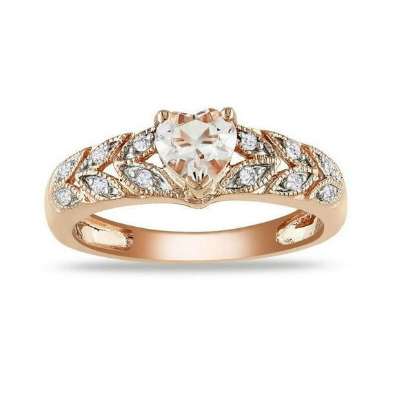 1 Carat Diamond and Morganite Engagement Ring in 14k Pink Gold affordable morganite & diamond engagement ring