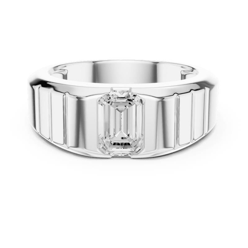 1 Carat Emerald Cut Moissanite Diamond Engagement Ring - 18K Yellow ...
