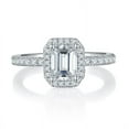 thumbnail image 1 of 1 Carat Emerald Cut Moissanite Engagement Ring - Bridal Ring - Diamond Promise Ring-18k White Gold over Silver, 1 of 4