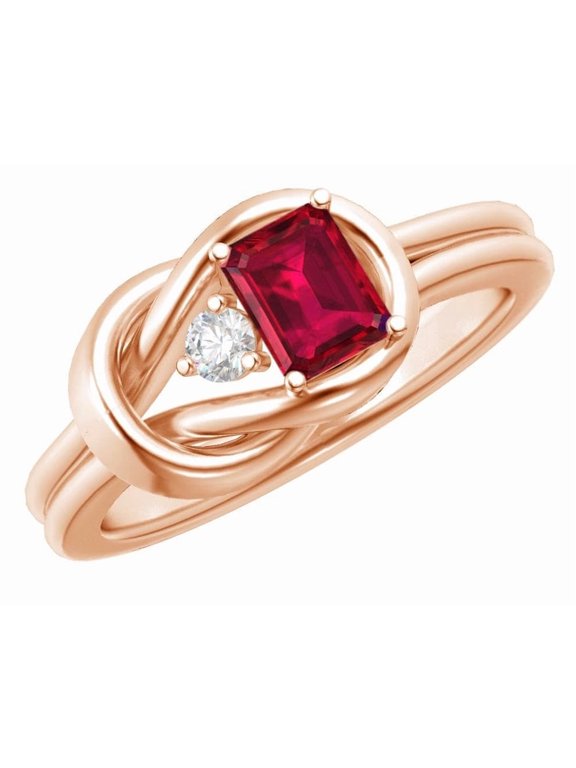 1 Carat Emerald LAB GROWN Ruby and LAB GROWN Diamond Engagement Ring (0.5ct Center, AAAA Heirloom Quality) RIPS104W3AM 14K Rose Gold