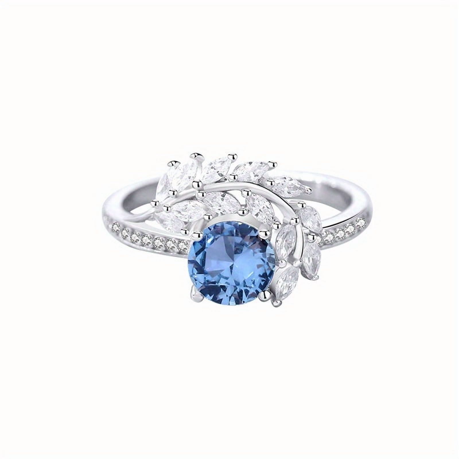 1 Carat Fashion Sparkling Light Blue Moissanite Ring D Color VVS1 Clarity Diamond S925 Sterling Silver Engagement Rings, Exquisite Gift, Promise Ring For Women