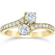 1ct Three Stone Diamond Engagement Womens Anniversary Ring 14k Yellow ...