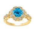 thumbnail image 1 of 1 Carat Gemstone And Halo Diamond Ring In 10K Solid Rose,White & Yellow Gold, 1 of 4
