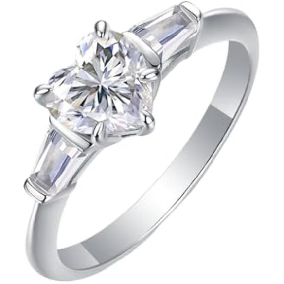 1 Carat Heart Moissanite Rings for Women S925 Sterling Silver Moissanite Ring Lab Grown Diamond Wedding Ring for Bride Simulated Diamond Promise Ring Fiancee Anniversary Rings