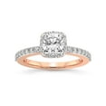 thumbnail image 1 of 1 Carat IGI Certified Cushion Shape Lab Grown Diamond Engagement Ring | 14K Rose Gold | Lumina Halo Eternity Diamond Ring | FG-VS1-VS2 Quality Friendly Diamonds, 1 of 5