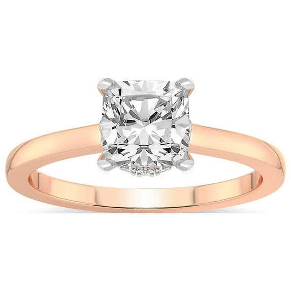 1 Carat IGI Certified Cushion Shape Lab Grown Diamond Engagement Ring | 14K Rose Gold |Mystic Secret Halo Diamond Ring | FG-VS1-VS2 Quality Friendly Diamonds
