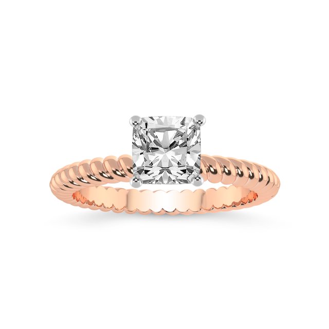 1 Carat IGI Certified Cushion Shape Lab Grown Diamond Engagement Ring | 14K Rose Gold |Sansa Solitaire Diamond Ring | FG-VS1-VS2 Quality Friendly Diamonds