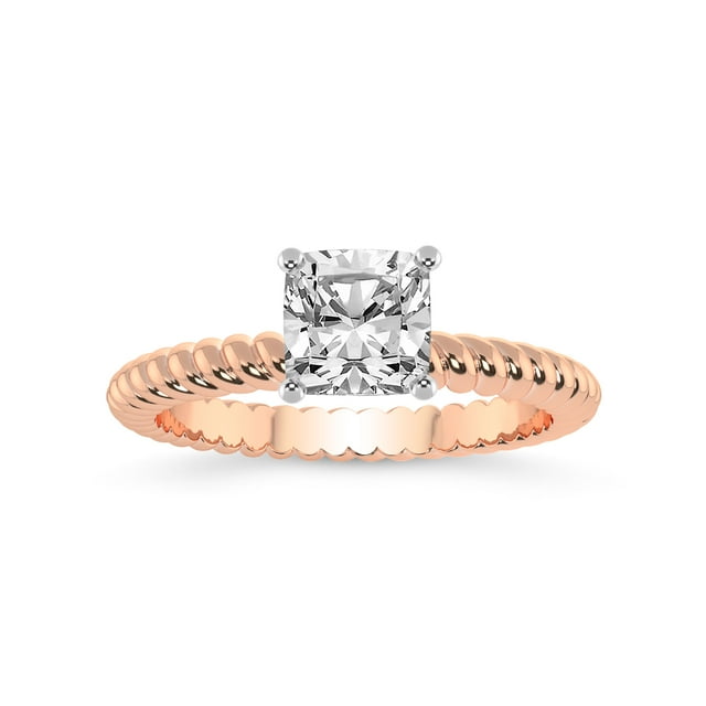 1 Carat IGI Certified Cushion Shape Lab Grown Diamond Engagement Ring | 14K Rose Gold |Sansa Solitaire Diamond Ring | FG-VS1-VS2 Quality Friendly Diamonds
