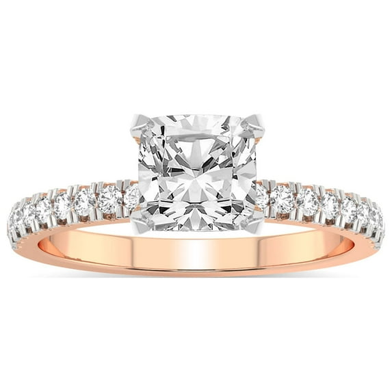 1 Carat IGI Certified Cushion Shape Lab Grown Diamond Engagement Ring | 14K Rose Gold |Serena Eternity Diamond Ring | FG-VS1-VS2 Quality Friendly Diamonds