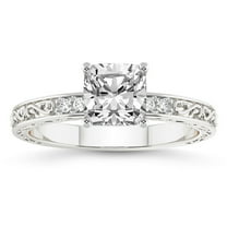 IGI Certified 1 Carat Cushion Shape Lab Grown Diamond Engagement Ring | 14K White Gold | Antique Allure Vintage Lab Diamond Ring | FG-VS1-VS2 Quality Friendly Diamonds