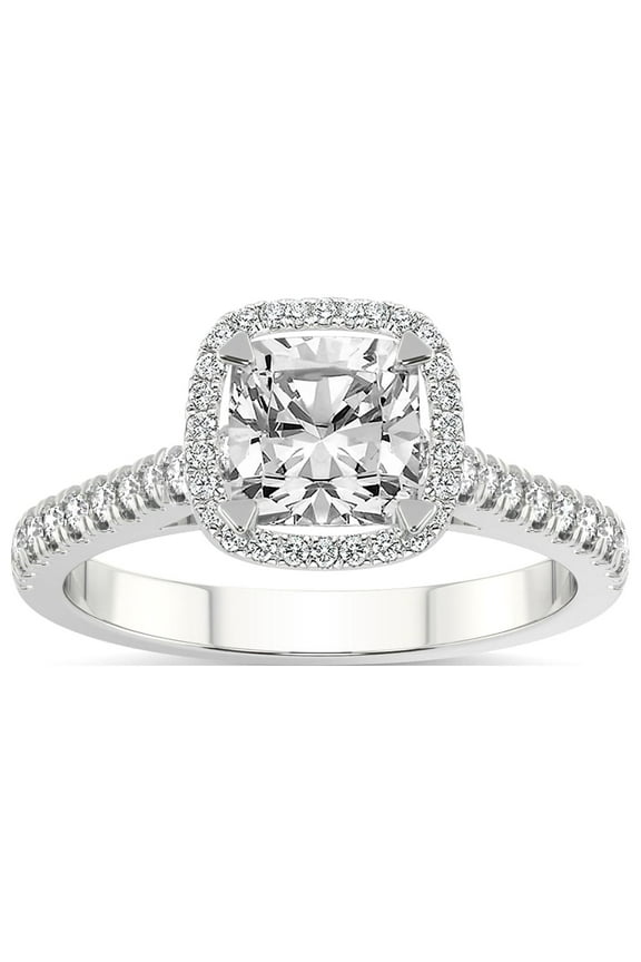 IGI Certified 1 Carat Cushion Shape Lab Grown Diamond Engagement Ring | 14K White Gold | Glowing Globe Halo Diamond Ring | FG-VS1-VS2 Quality Friendly Diamonds