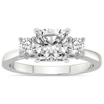 IGI Certified 1 Carat Cushion Shape Lab Grown Diamond Engagement Ring | 14K White Gold | Intricacy Three Stone Lab Diamond Ring | FG-VS1-VS2 Quality Friendly Diamonds