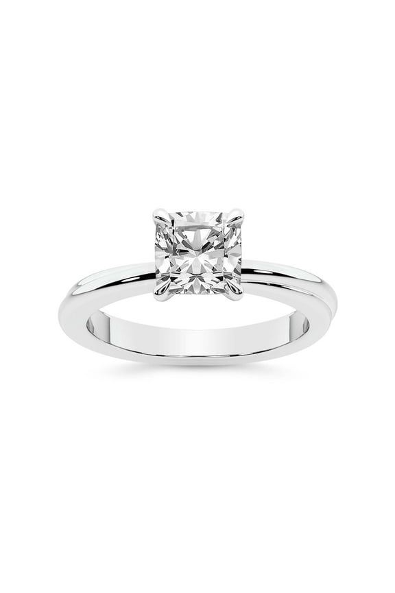 1 Carat IGI Certified Cushion Shape Lab Grown Diamond Engagement Ring | 14K White Gold | Juniper Crossover Solitaire Diamond Ring | FG-VS1-VS2 Quality Friendly Diamonds