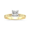 thumbnail image 1 of IGI Certified 1 Carat Cushion Shape Lab Grown Diamond Engagement Ring | 14K Yellow Gold | Ivory Vintage Solitaire Diamond Ring | FG-VS Quality Friendly Diamonds, 1 of 6