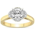 thumbnail image 1 of 1 Carat IGI Certified Cushion Shape Lab Grown Diamond Engagement Ring | 14K Yellow Gold |Swirl Three Stone Halo Diamond Ring | FG-VS1-VS2 Quality Friendly Diamonds, 1 of 4