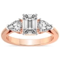 thumbnail image 1 of IGI Certified 1 Carat Emerald Shape Lab Grown Diamond Engagement Ring | 14K Rose Gold | Della Three stone Pear Shape Side Lab Diamond Ring | FG-VS1-VS2 Quality Friendly Diamonds, 1 of 6
