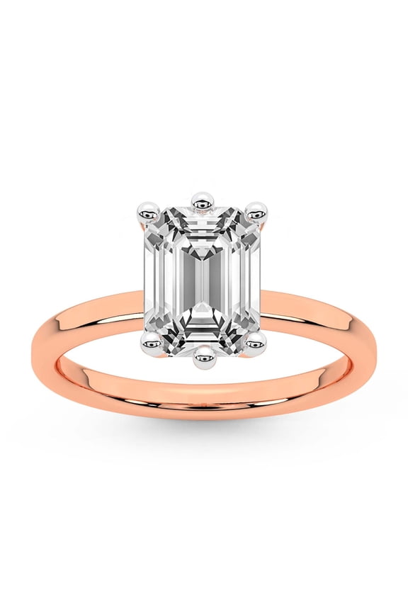 IGI Certified 1 Carat Emerald Shape Lab Grown Diamond Engagement Ring | 14K Rose Gold |Solitaire Lab Diamond Ring | FG-VS1-VS2 Quality Friendly Diamonds