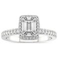 thumbnail image 1 of IGI Certified 1 Carat Emerald Shape Lab Grown Diamond Engagement Ring | 14K White Gold |Elle Classic Halo Diamond Ring | FG-VS1-VS2 Quality Friendly Diamonds, 1 of 7