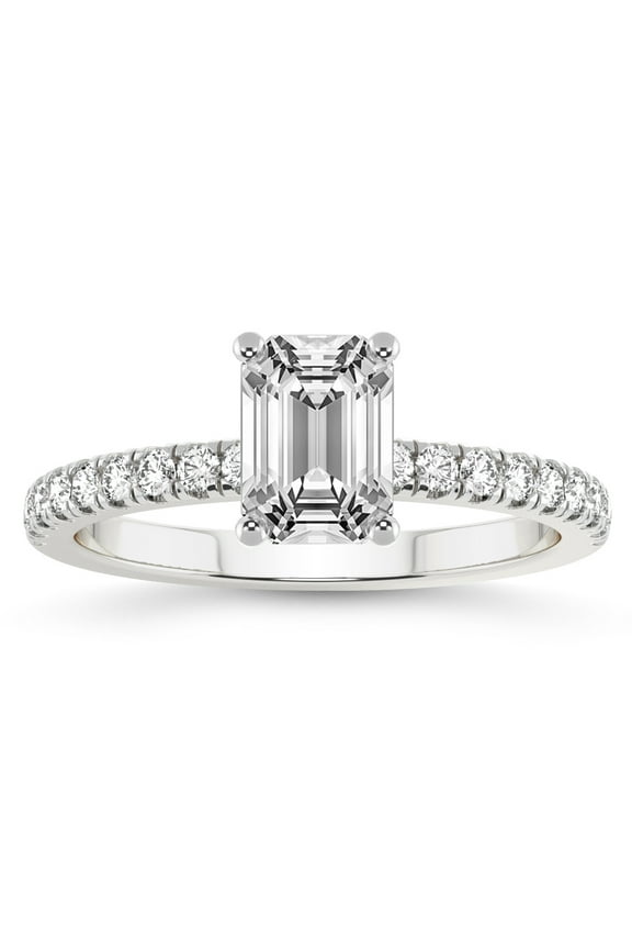 IGI Certified 1 Carat Emerald Shape Lab Grown Diamond Engagement Ring | 14K White Gold |Nomi Classic Eternity Lab Diamond Ring | FG-VS1-VS2 Quality Friendly Diamonds
