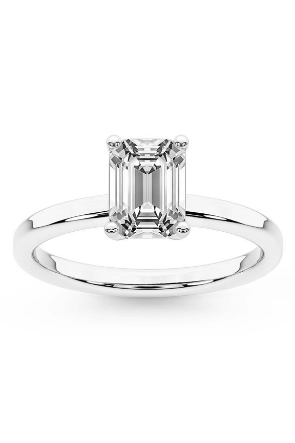 IGI Certified 1 Carat Emerald Shape Lab Grown Diamond Engagement Ring | 14K White Gold | Solitaire Diamond Ring | FG-VS1-VS2 Quality Friendly Diamonds