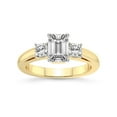 thumbnail image 1 of 1 Carat IGI Certified Emerald Shape Lab Grown Diamond Engagement Ring | 14K Yellow Gold |Jia Secret Double Halo Eternity Diamond Ring | FG-VS1-VS2 Quality Friendly Diamonds, 1 of 5
