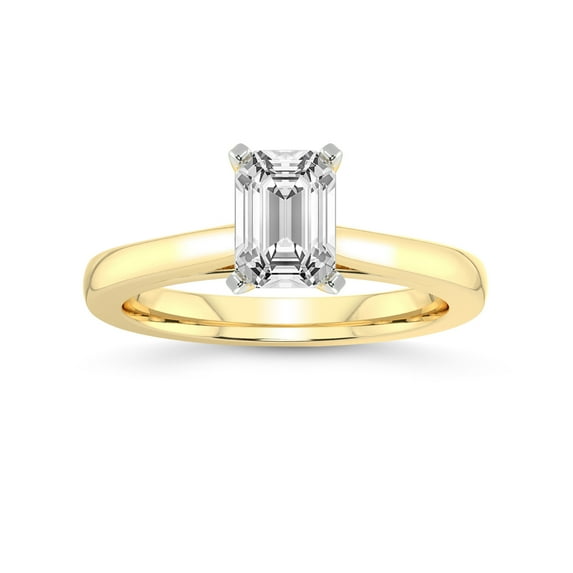 1 Carat IGI Certified Emerald Shape Lab Grown Diamond Engagement Ring | 14K Yellow Gold |Teagan Solitaire Diamond Ring | FG-VS1-VS2 Quality Friendly Diamonds