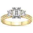 thumbnail image 1 of IGI Certified 1 Carat Emerald Shape Lab Grown Diamond Engagement Ring | 14K White Gold | Valencia Three Stone Vintage Diamond Ring | FG-VS1-VS2 Quality Friendly Diamonds, 1 of 7