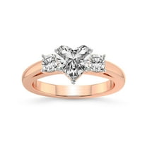 2 Carat IGI Certified Heart Shape Lab Grown Diamond Engagement Ring | 14K Rose Gold | Emery Three Stone With Cushion Shape Side Lab Diamond Ring | FG-VS1-VS2 Quality Friendly Diamonds