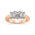 thumbnail image 1 of IGI Certified 1 Carat Heart Shape Lab Grown Diamond Engagement Ring | 14K Rose Gold | Lauren Three stone Emerald Shape Side Lab Diamond Ring | FG-VS2-VS2 Quality Friendly Diamonds, 1 of 6